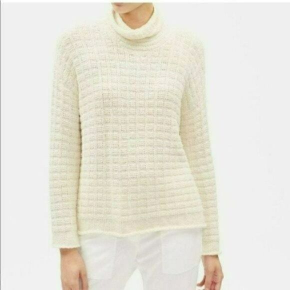 NWT MSRP 268 Eileen Fisher Organic Cotton Funnel-Neck Sweater - Picture 2 of 9